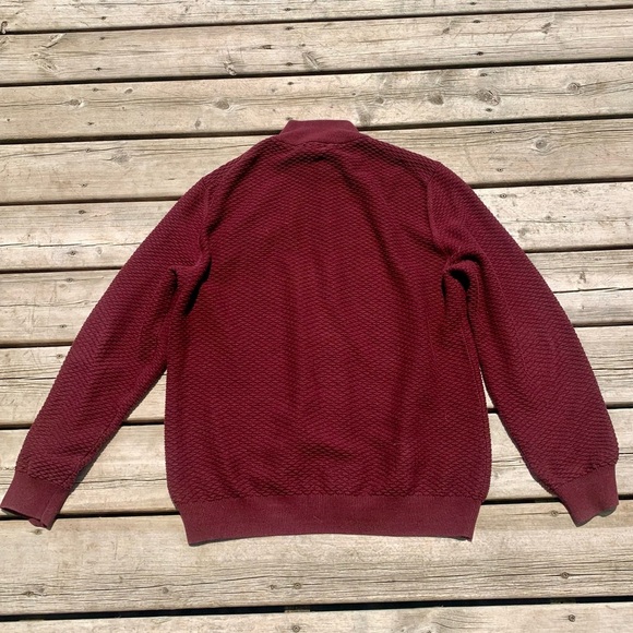 GANT Men’s Textured Full-Zip Sweater Jacket XL Burgundy - Picture 3 of 7